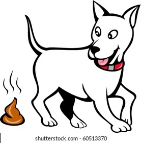 vector illustration of a dog with poo isolated on white