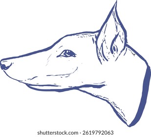 Uma ilustração vetorial de um cachorro na visualização de perfil