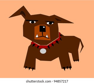 vector illustration of dog with red collar