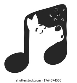 Vector illustration of a Dog singing notes.