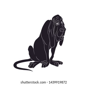 vector illustration dog sitting, silhouette