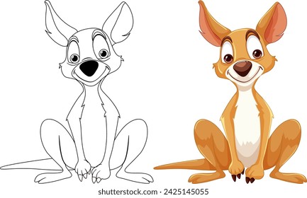 Vector illustration of a dog, sketched and colored