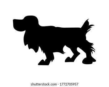 vector illustration of a dog standing, drawing silhouette, vector, white background