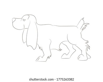 Vektorgrafik eines stehenden Hundes, Linienzeichnung, Vektorgrafik, weißer Hintergrund