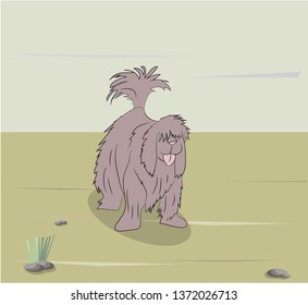 vector illustration dog standing on nature, color, vector, outdoors
