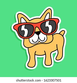 VECTOR ILLUSTRATION OF A DOG WITH SUNGLASSES, SLOGAN PRINT