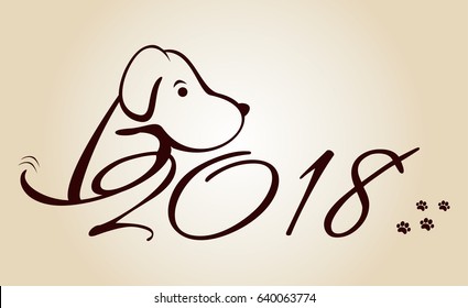 Vector illustration of dog, symbol of 2018 on the Chinese calendar. Vector element for New Year's design.