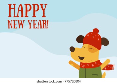 Vector illustration of dog symbol of new year 2018 on blue background. Year of dog 2018 logo, icon.