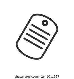 Vector illustration of a Dog Tag in line style isolated in white background