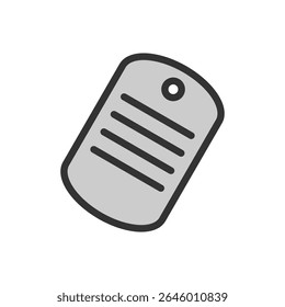 Vector illustration of a Dog Tag in solid line style isolated in white background