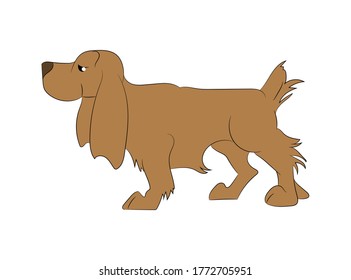 vector illustration of a dog that is standing, drawing color, vector, white background