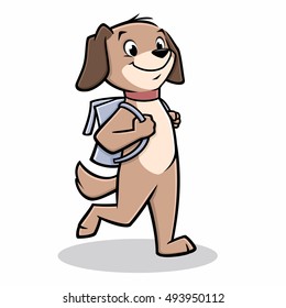 Vector illustration of a dog walking to school