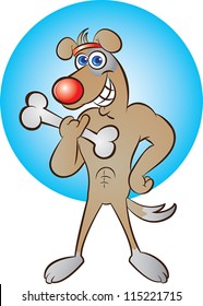 vector illustration of a dog working out with dumbbell