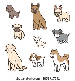 The vector illustration of dogs.