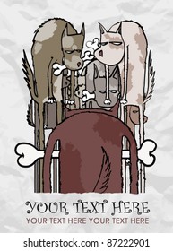 Vector illustration with dogs and bones. Place for your text.