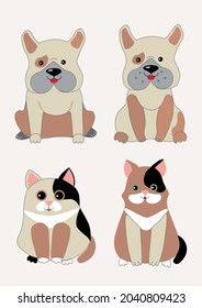 Vector illustration with dogs and cats