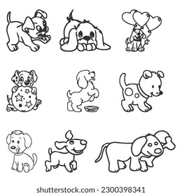 vector illustration of dogs collection