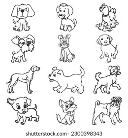 vector illustration of dogs collection