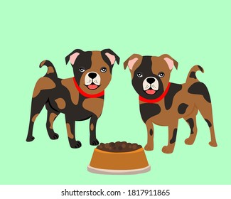 vector illustration of dogs with dog food