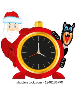 Vector illustration and dogs expecting holiday new year