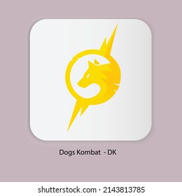 Vector illustration of Dogs Kombat (DK) cryptocurrency logo, symbol in a white background.