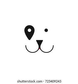 Vector illustration of a dog's logo, in a flat style. Year of the dog. Dog's logo