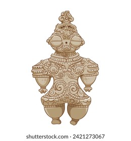 Ilustración vectorial de Dogu, antigua muñeca de arcilla japonesa en tiempos prehistóricos.