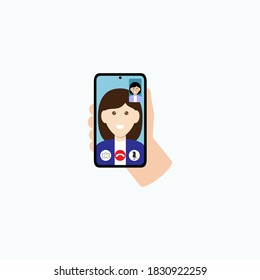 ilustración vectorial de hacer videocall con smartphone