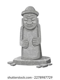 Vector illustration of Dol hareubang, Jeju iconic statue.