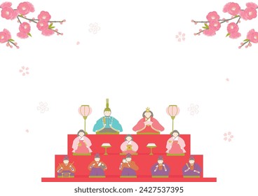 Vector illustration of a doll of the Japanese Girls' Festival. The festival is held to pray for young girls' health and happiness.