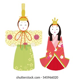 Vector illustration of a doll of the Japanese Girls' Festival. / March 3. Japanese celebrate Doll Festival(Girl's Festival). The festival is held to pray for young girls' health and happiness.