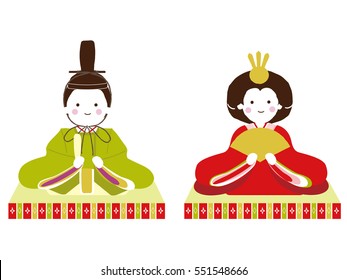 Vector illustration of a doll of the Japanese Girls' Festival. / March 3. Japanese celebrate Doll Festival(Girl's Festival). The festival is held to pray for young girls' health and happiness.
