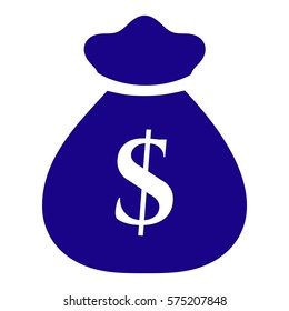 Vector Illustration of Dollar Bag in Blue Icon
