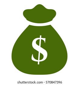 Vector Illustration of Dollar Bag Icon in Green

