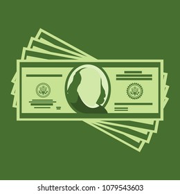 Vector illustration dollar banknotes isolated on a white background. Stack of paper money in flat design. Money icon