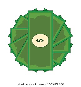 Vector illustration dollar banknotes isolated on a white background. Stack of paper money in flat design. Money icon