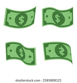 Vector Illustration of Dollar Banknotes various positions