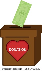 vector illustration dollar bill and donate box 