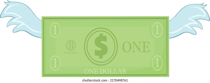 Vector illustration of a dollar bill with wings