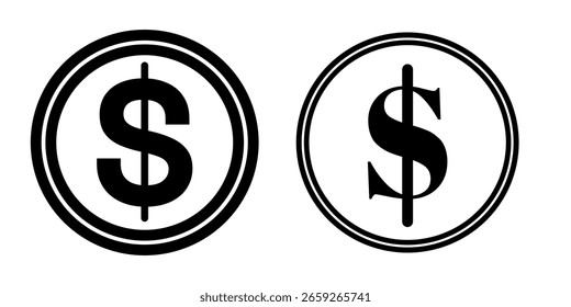 Ilustração vetorial de uma moeda de dólar. Ícone de moeda dólar.