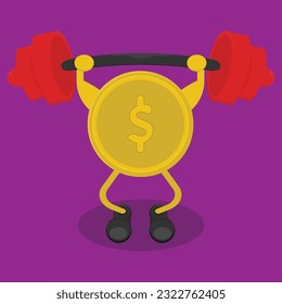 ilustración vectorial de los pesos de elevación de monedas en dólares.