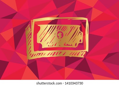Vector Illustration of Dollar Coin and Money Icon with Red Polygon and Geometric. Graphic Design for Template, Layout, Background, Poster and More