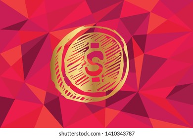 Vector Illustration of Dollar Coin and Money Icon with Red Polygon and Geometric. Graphic Design for Template, Layout, Background, Poster and More