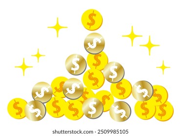 vector Illustration of dollar coins falling one after another 