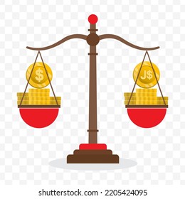 Vector Illustration Of Dollar Currency Scale With Jamaica Dollar Currency. Colored Vector For Website Design. Simple Design On Transparent Background (PNG).