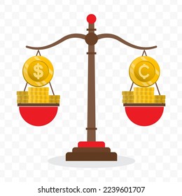 Vector illustration of dollar currency scale with Cent Centavo. Colored vector for website design. Simple design on transparent background (PNG).