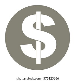 Ilustración vectorial del icono del dólar en el fondo del circulo gris
