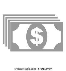 Ilustración vectorial del icono del dólar en gris
