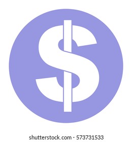 Ilustración vectorial del icono del dólar en violeta
