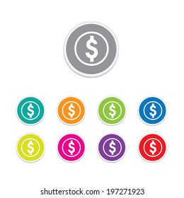 Vector illustration of dollar icons 